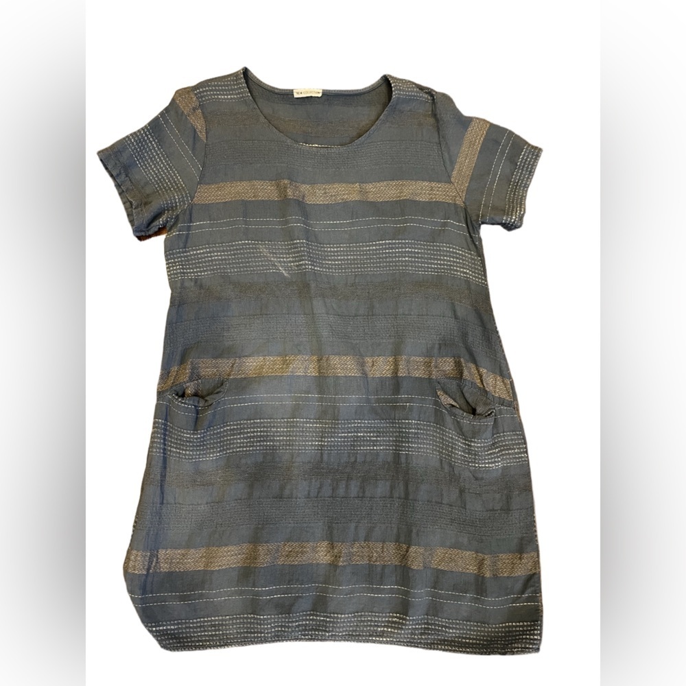 New collection linen/ cotton blend striped dress